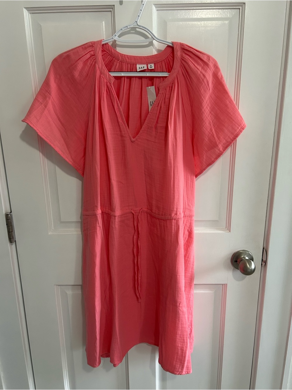 GAP  Pink Scoop-Neck Tie-Waist Women's Dress